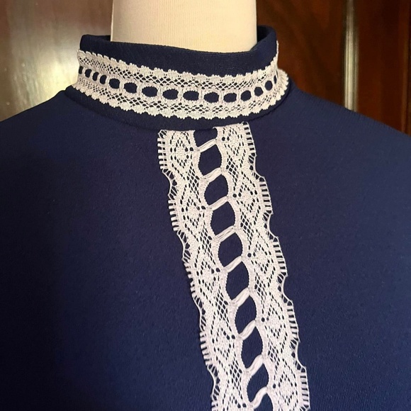 60’s/ 70’s VTG Belted New Fashion Creation Lace Detail Tunic Gogo Mini Dress - Picture 3 of 9